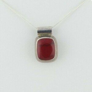 Large Big Sterling Silver Red Howlite Pendant Only